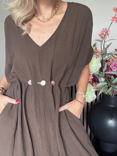 Kastgeluk jurk viscose stone
